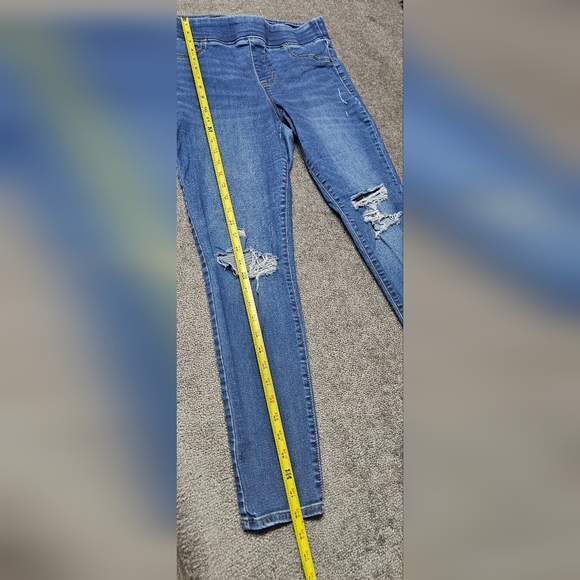 Old Navy Jeans Women Size 14 Distressed Blue Midrise PullOn Jeggings Rockstar - Picture 8 of 13